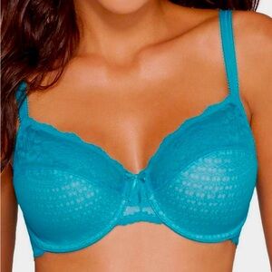 Wacoal 32G Lace underwire bra turquoise blue 851212 NEW